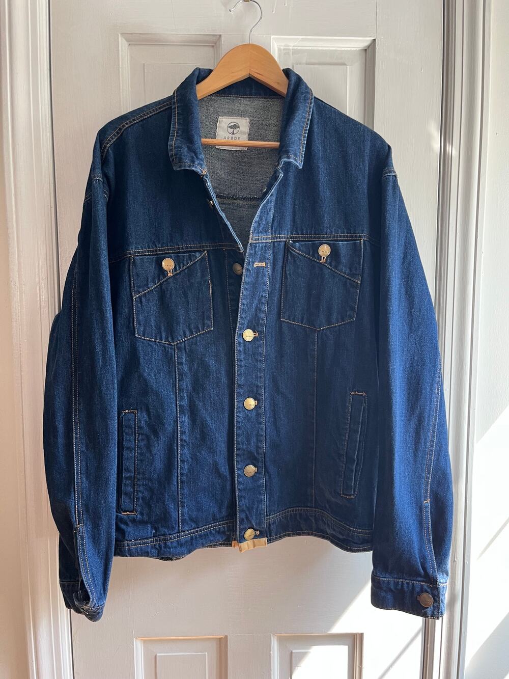 Arbor Collective Dark Wash Denim Trucker Jean Jacket Men’s XL | Fall Skater